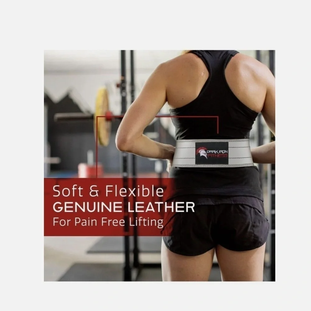 Dark Iron Fitness Weight Lifting Belt for Men & Women White New L-XL